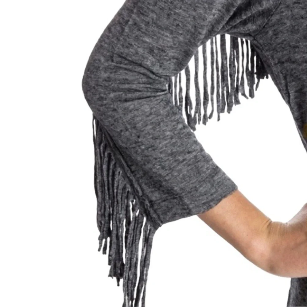 Zadig & Voltaire Winter Fringes Wool/Angora Blend Mini Dress in Grey - Picture 4 of 13